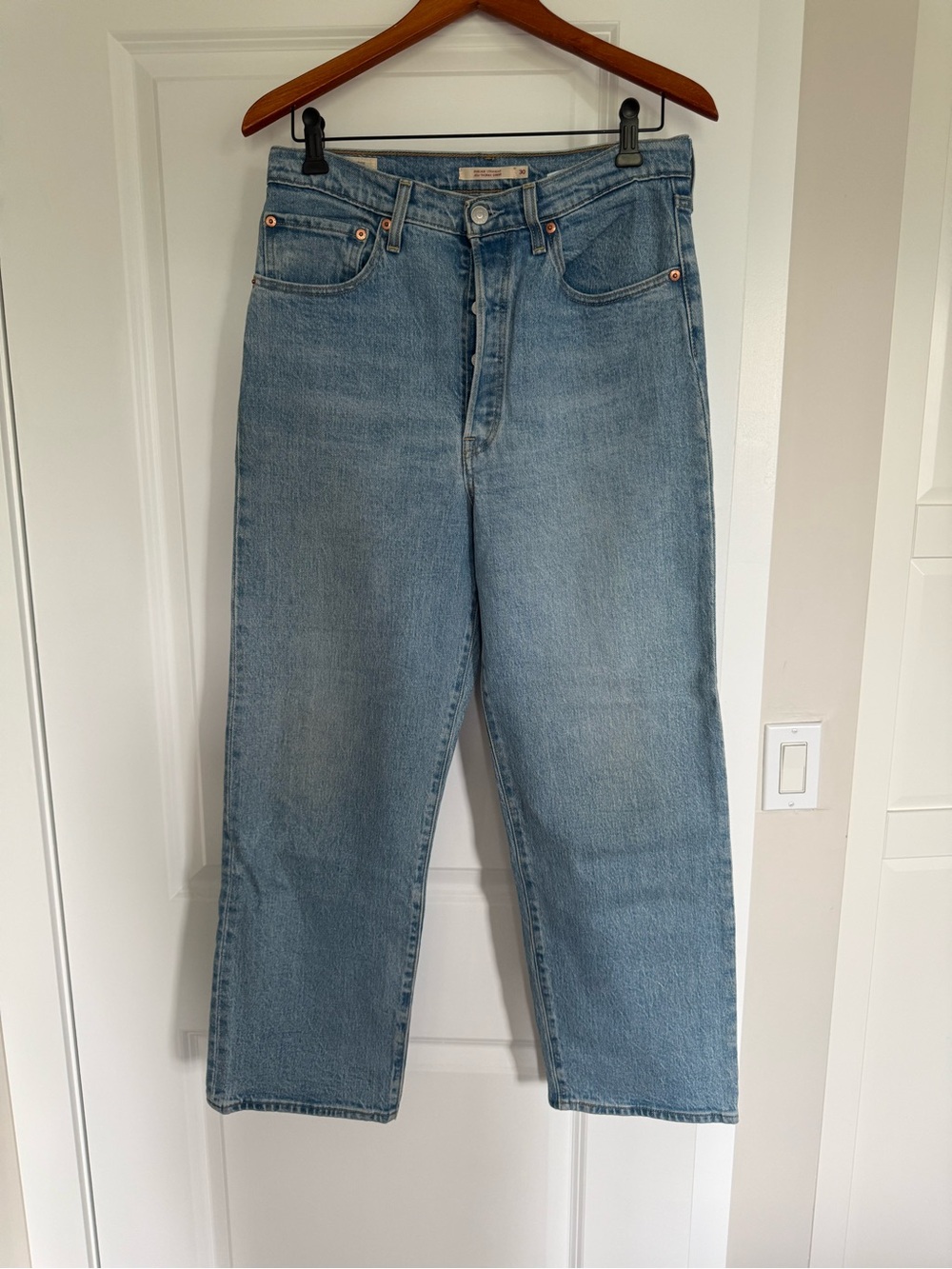 Levi's Light Blue Straight Leg Ribcage Jeans